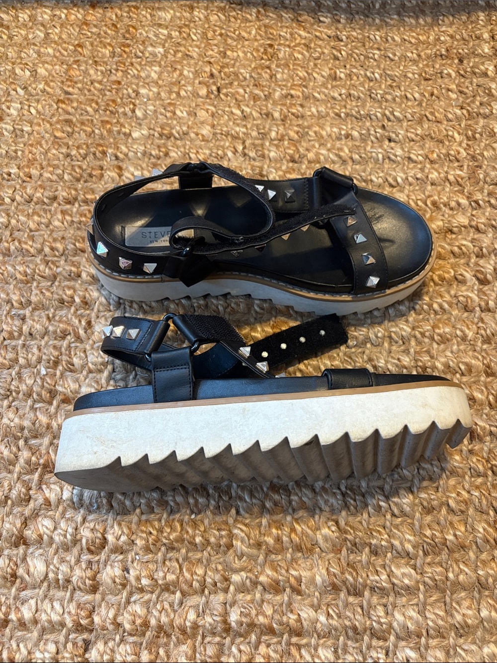 Steve Madden Black Studded Platform Sandals